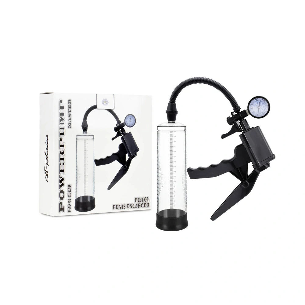 Vakuová pumpa na penis s manometrem Powerpump PRO 01 Clear (Boss Series)