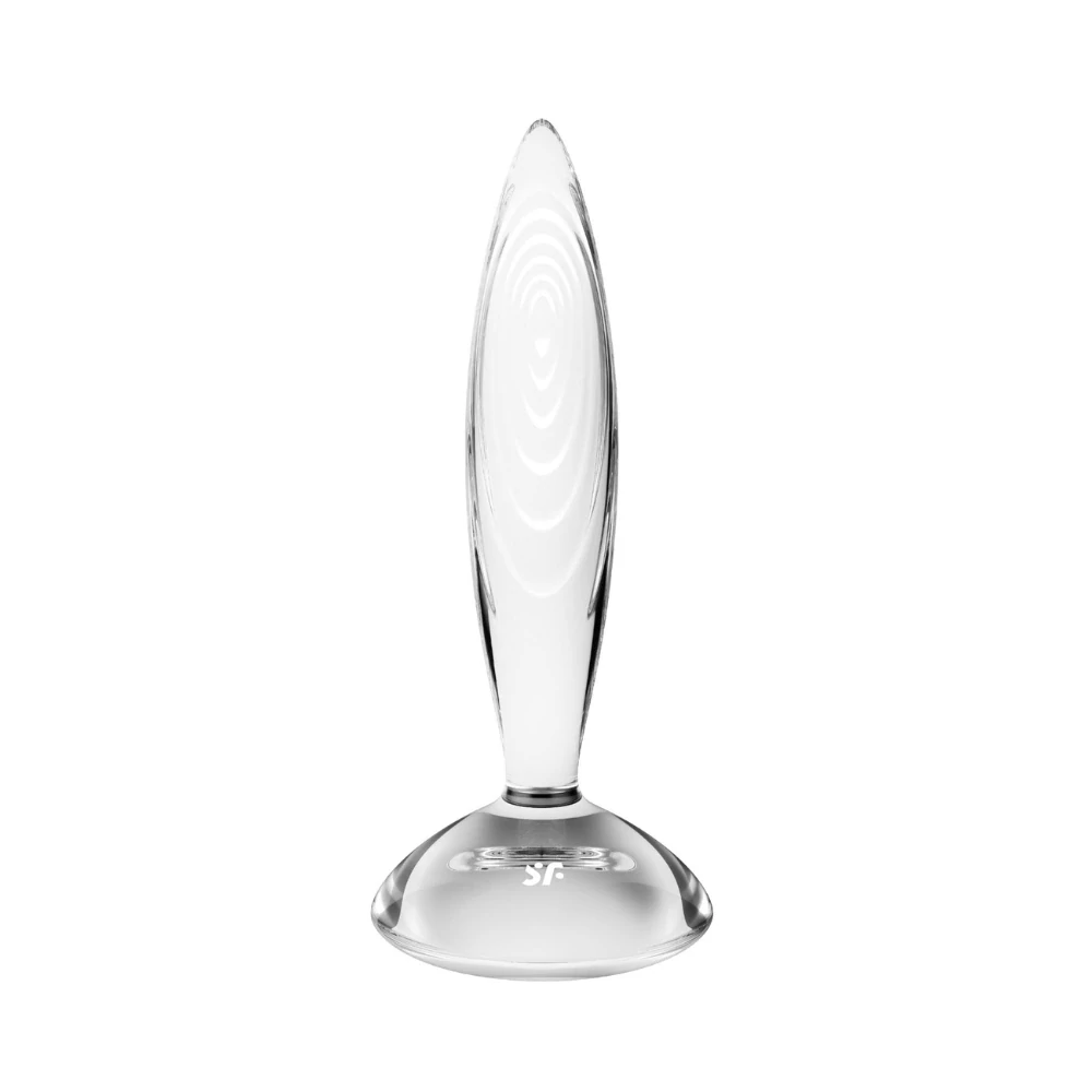 Satisfyer Sparkling Crystal skleněné anální dildo 21 cm – transparentní