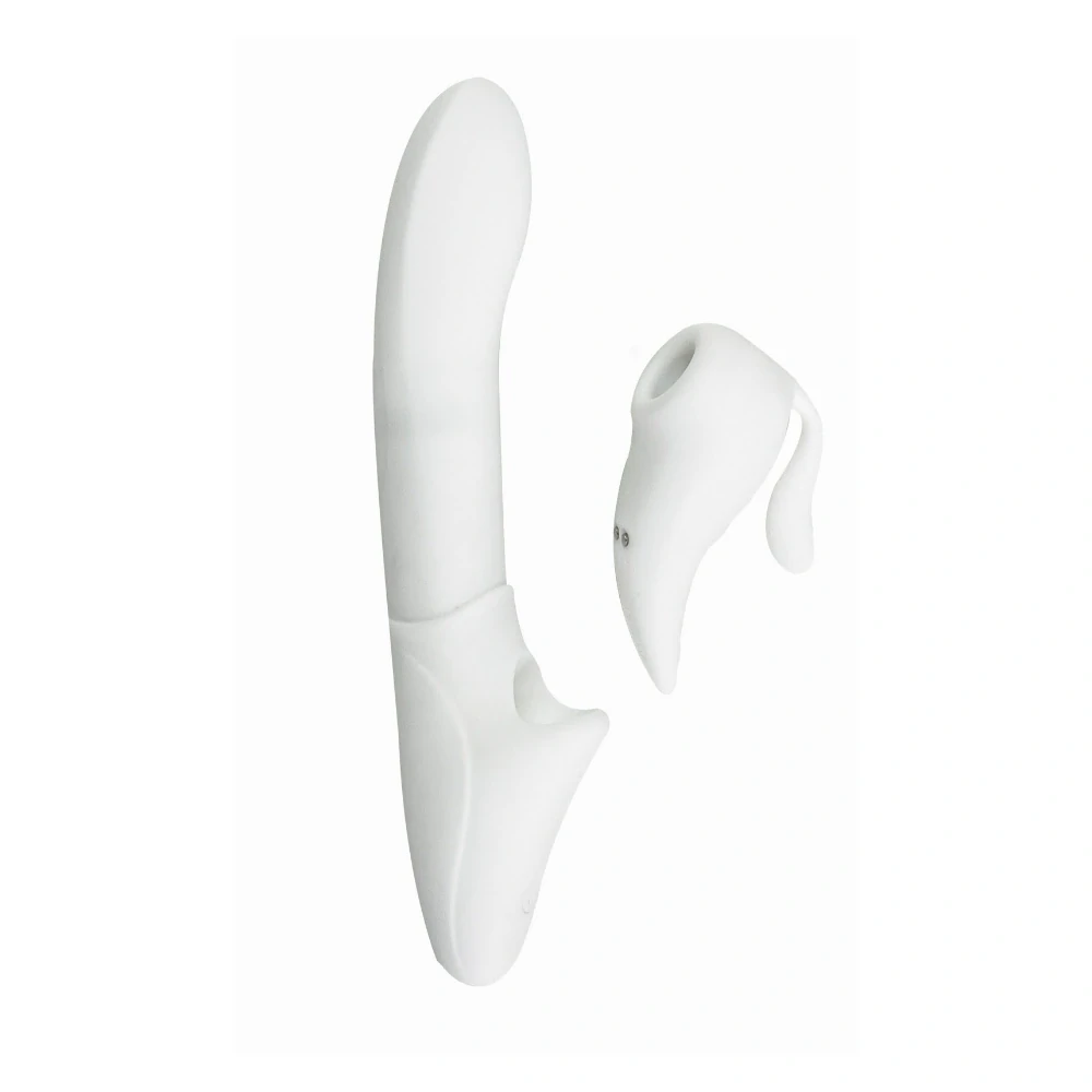 Boss Series Ghost Touch přirážecí rabbit vibrátor s podtlakem a ovladačem 21 cm
