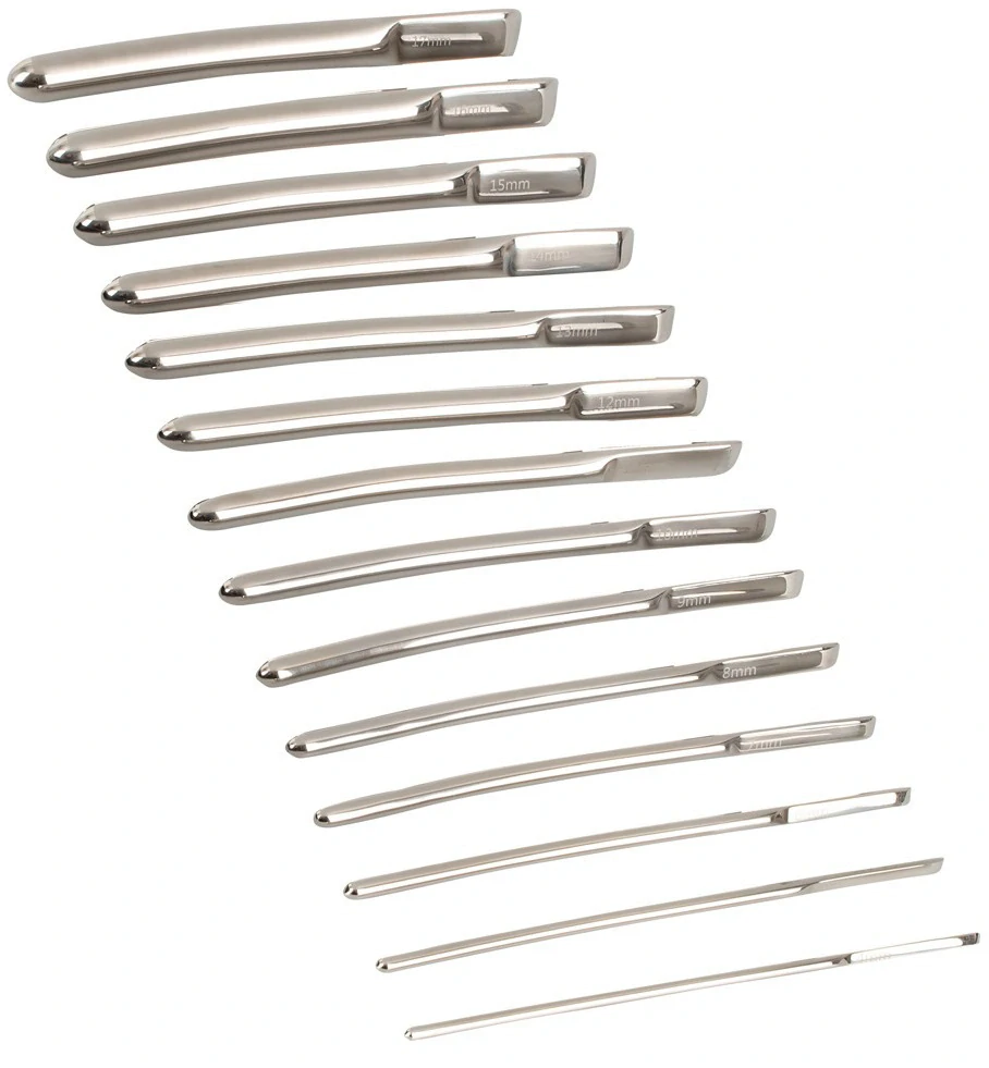 Sada kovových dilatátorů Penisplug, 14 ks (4 – 17 mm)