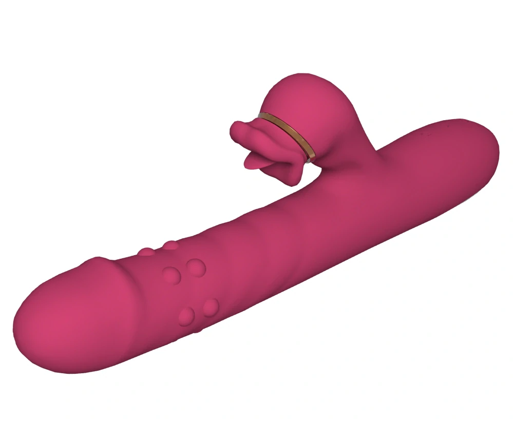 Boss Series přirážecí rabbit vibrátor se sáním a stimulací jazýčkem 23,5 cm