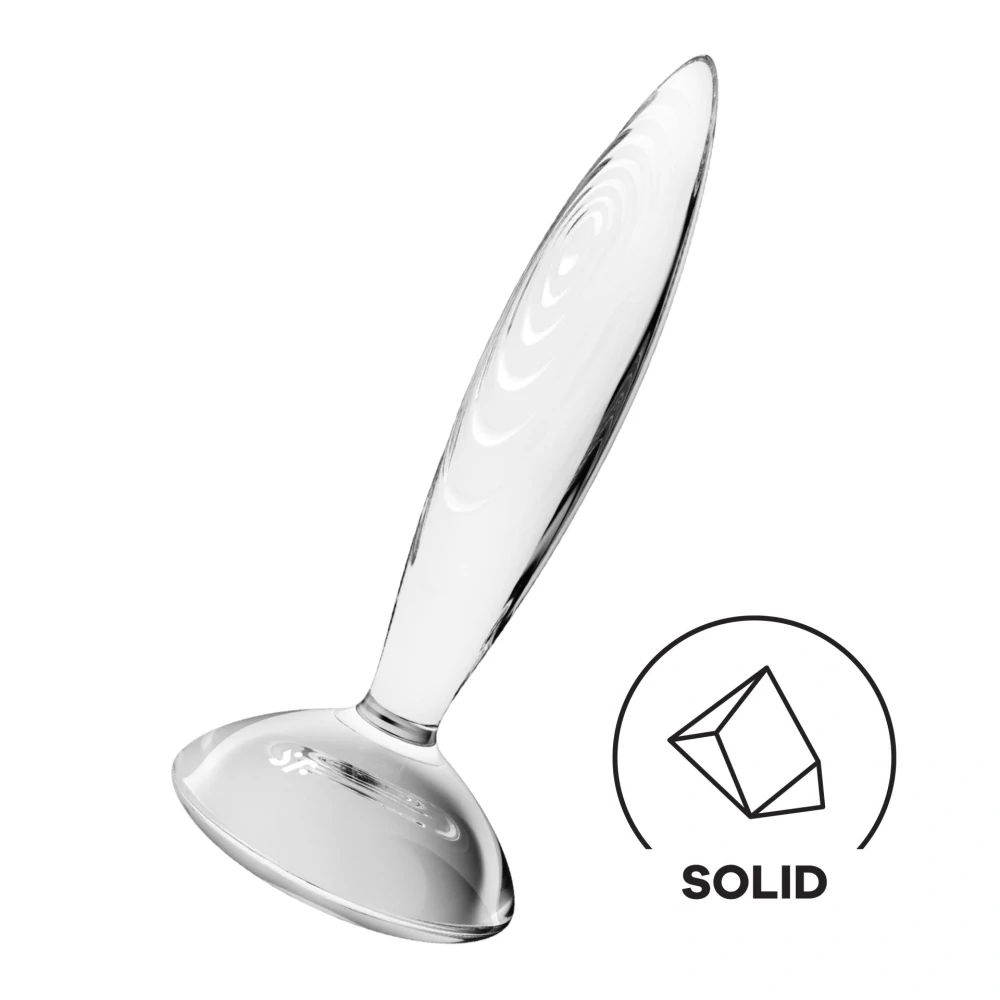 Satisfyer Sparkling Crystal skleněné anální dildo 21 cm – transparentní