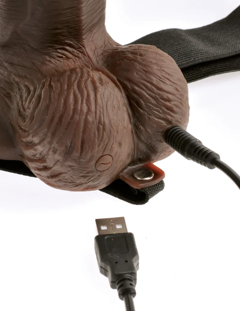 Fetish Fantasy 8" Hollow Rechargeable Strap-On with Remote – Flesh