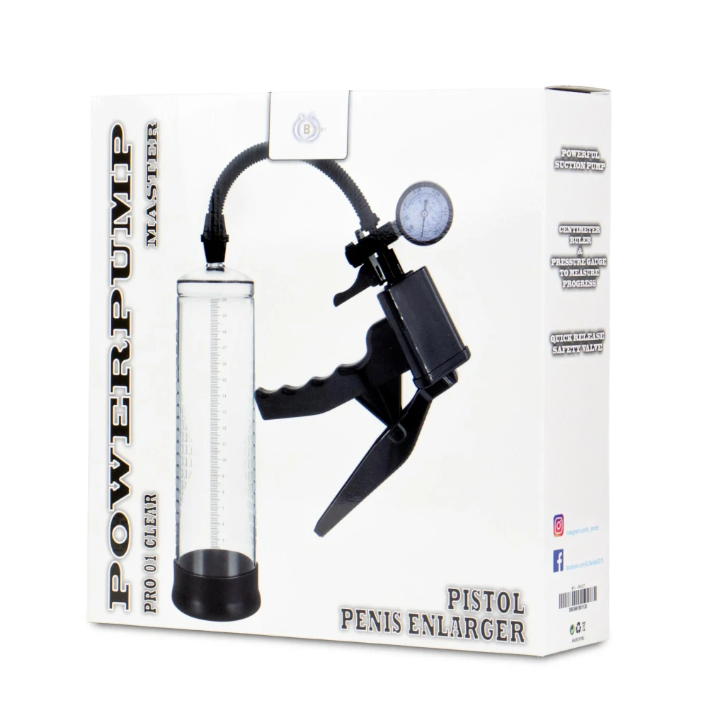 Vakuová pumpa na penis s manometrem Powerpump PRO 01 Clear (Boss Series)