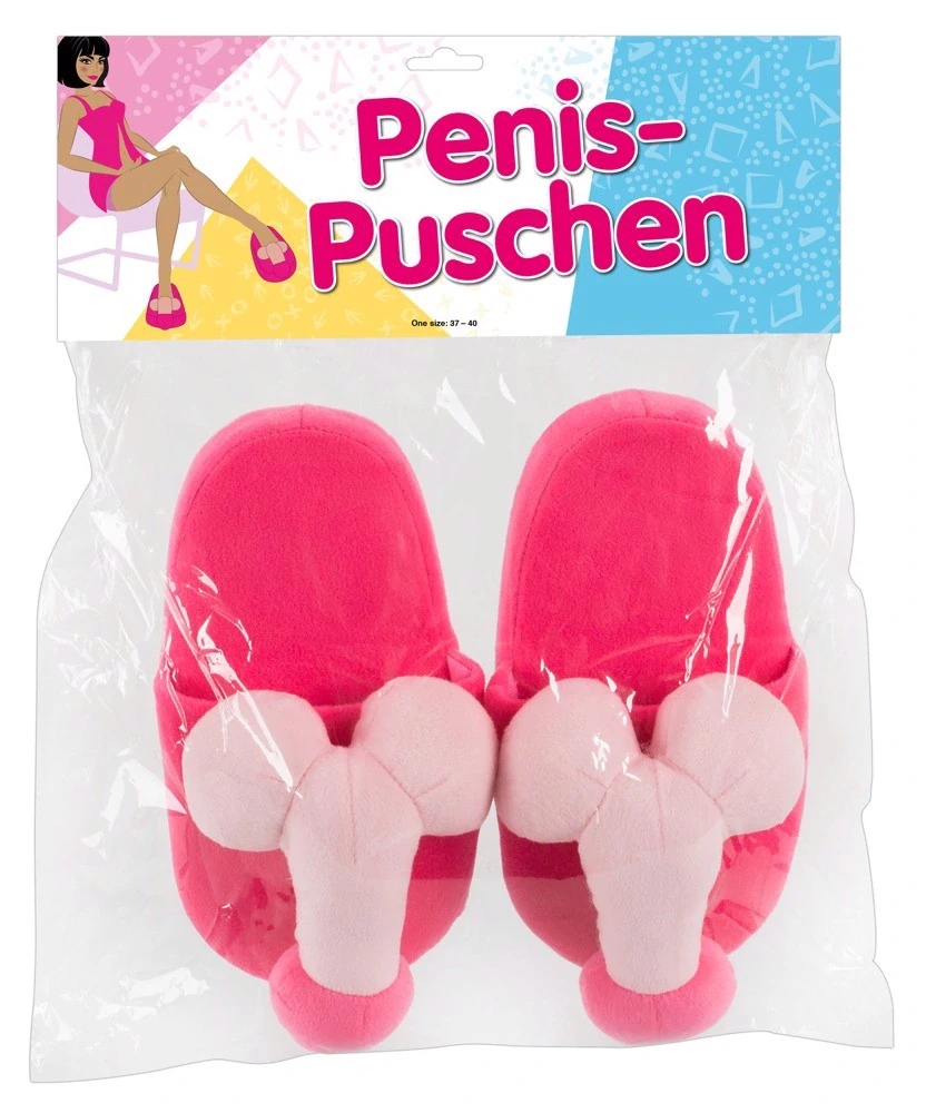 Orion růžové plyšové pantofle s penisem vel. 37–40
