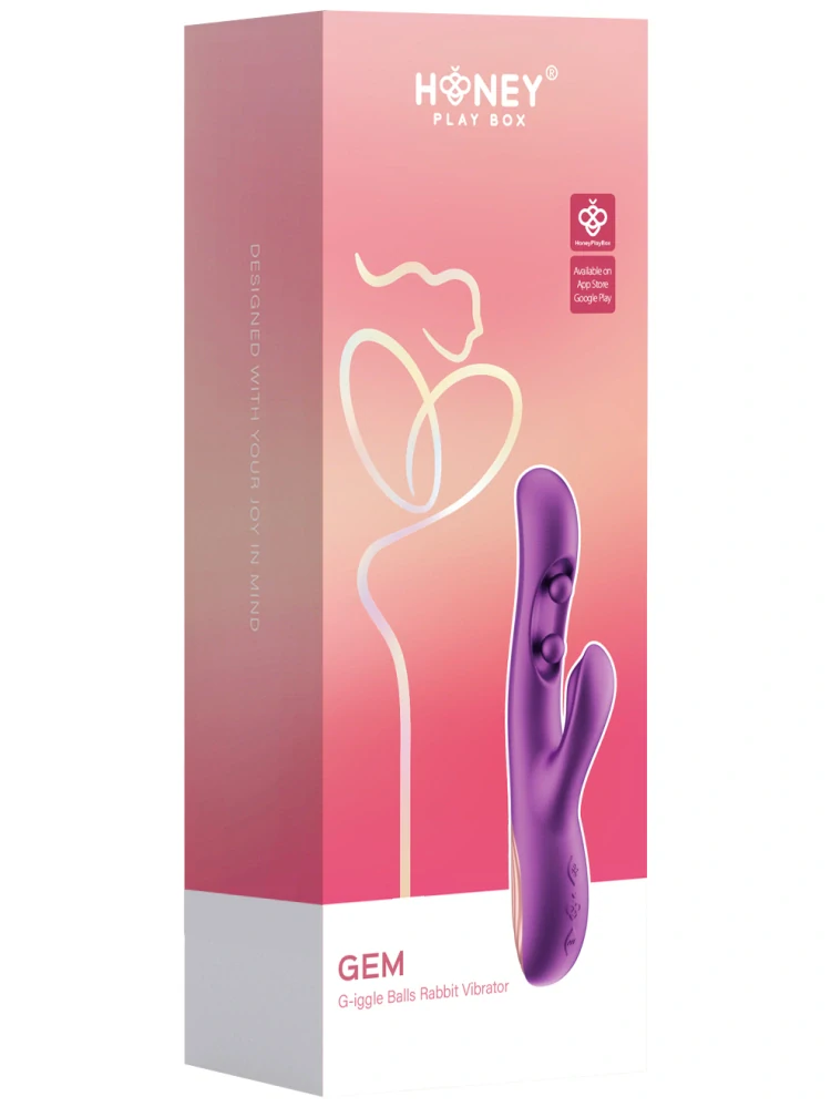 Vibrátor s králíčkem a masážními kuličkami GEM – Honey Play Box