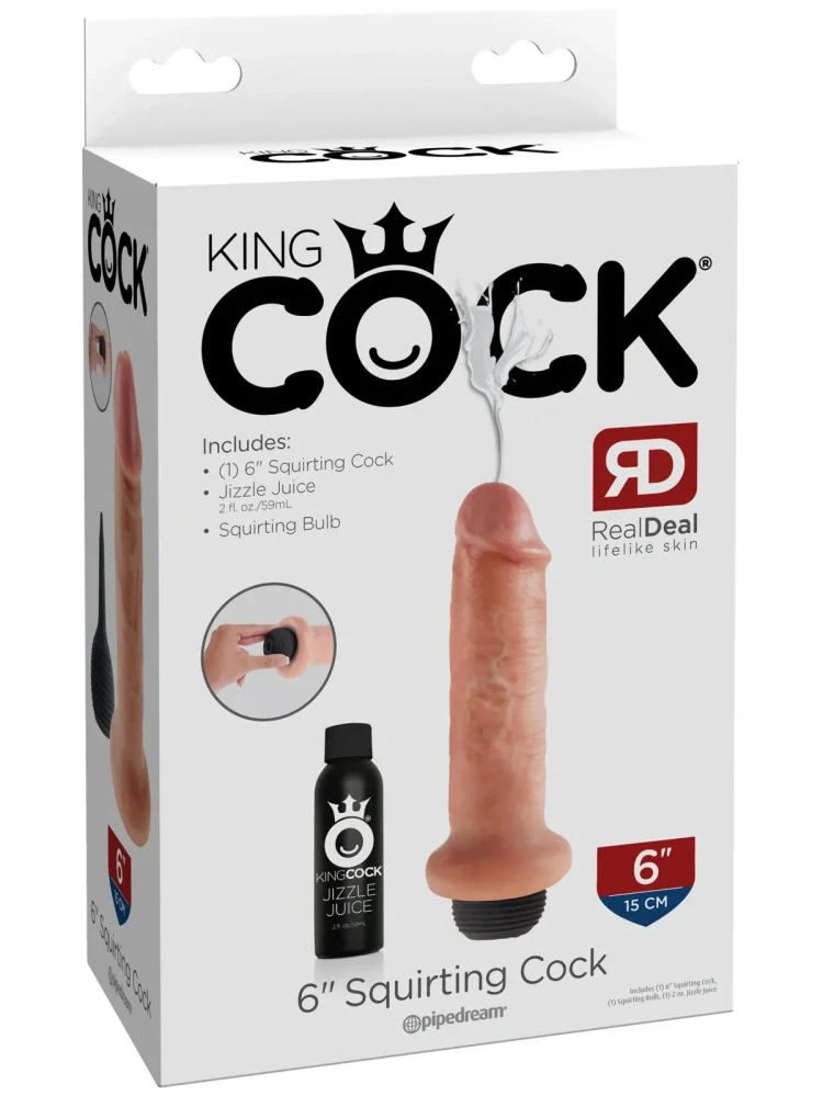 Stříkající realistické dildo Pipedream King Cock 6", 18 cm