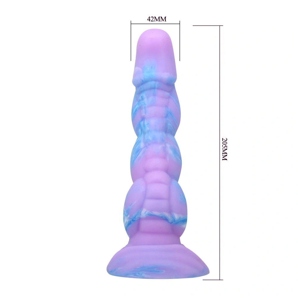 Silikonové dildo Power Monsters Alien s vlnitým motivem 20,5 cm – fantasy monster dildo