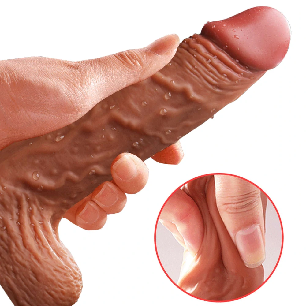 Realistický přirážecí a rotační vibrátor s nahříváním 21 cm