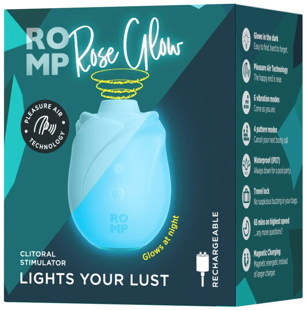 Světélkující bezdotykový stimulátor klitorisu Rose Glow (ROMP)