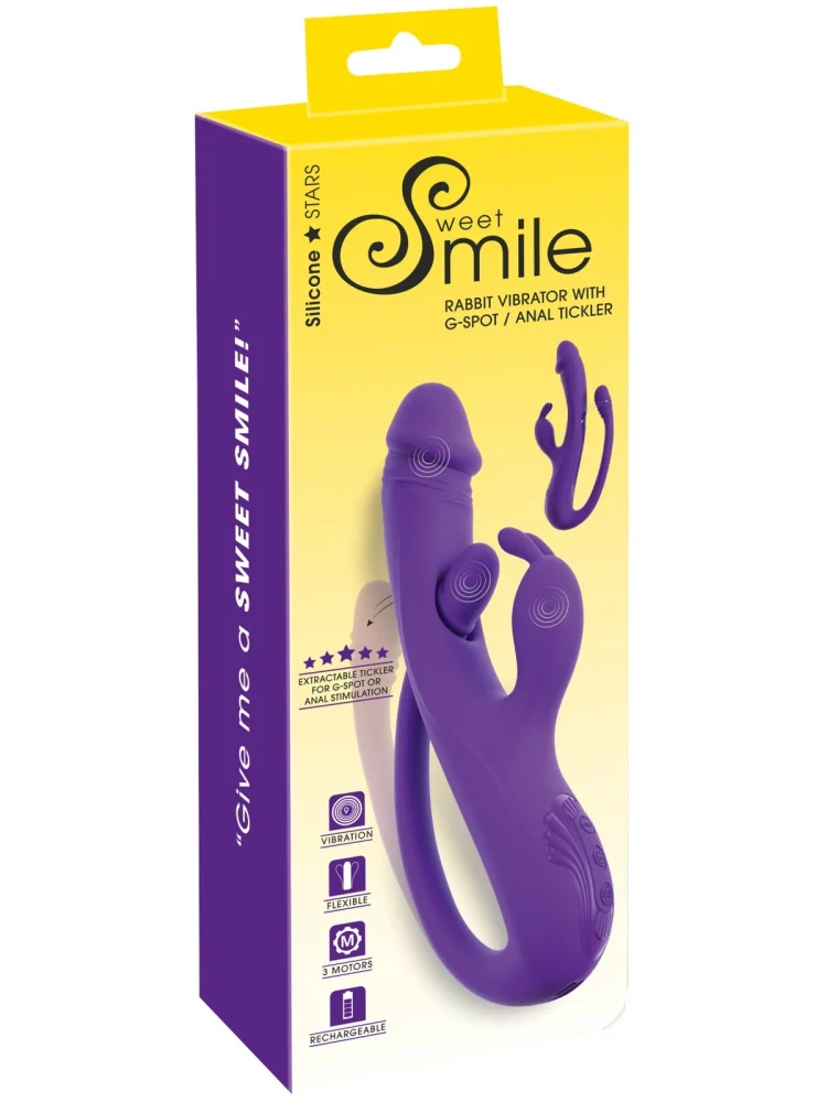 Vibrátor s králíčkem a stimulátorem (Sweet Smile)