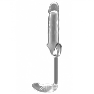 Sono No.38 Stretchy Penis Extension and Plug – transparentní návlek s análním kolíkem