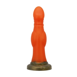 Silikonové dildo Power Monsters Blazeheart Charger 18,5 cm s vlnitým motivem – fantasy monster dildo s přísavkou